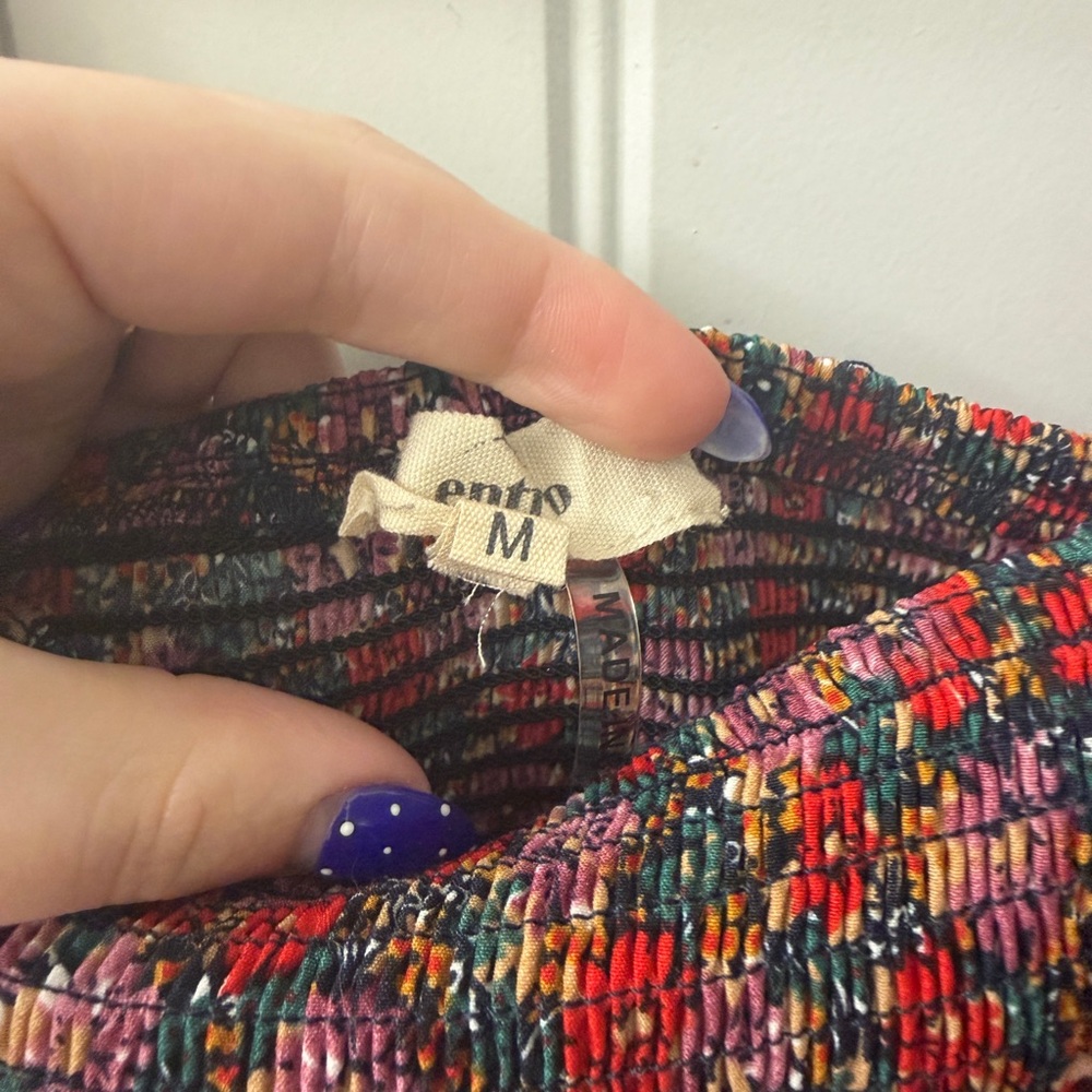 Floral Mini Dress with Puffed Sleeves - Picture 2 of 2
